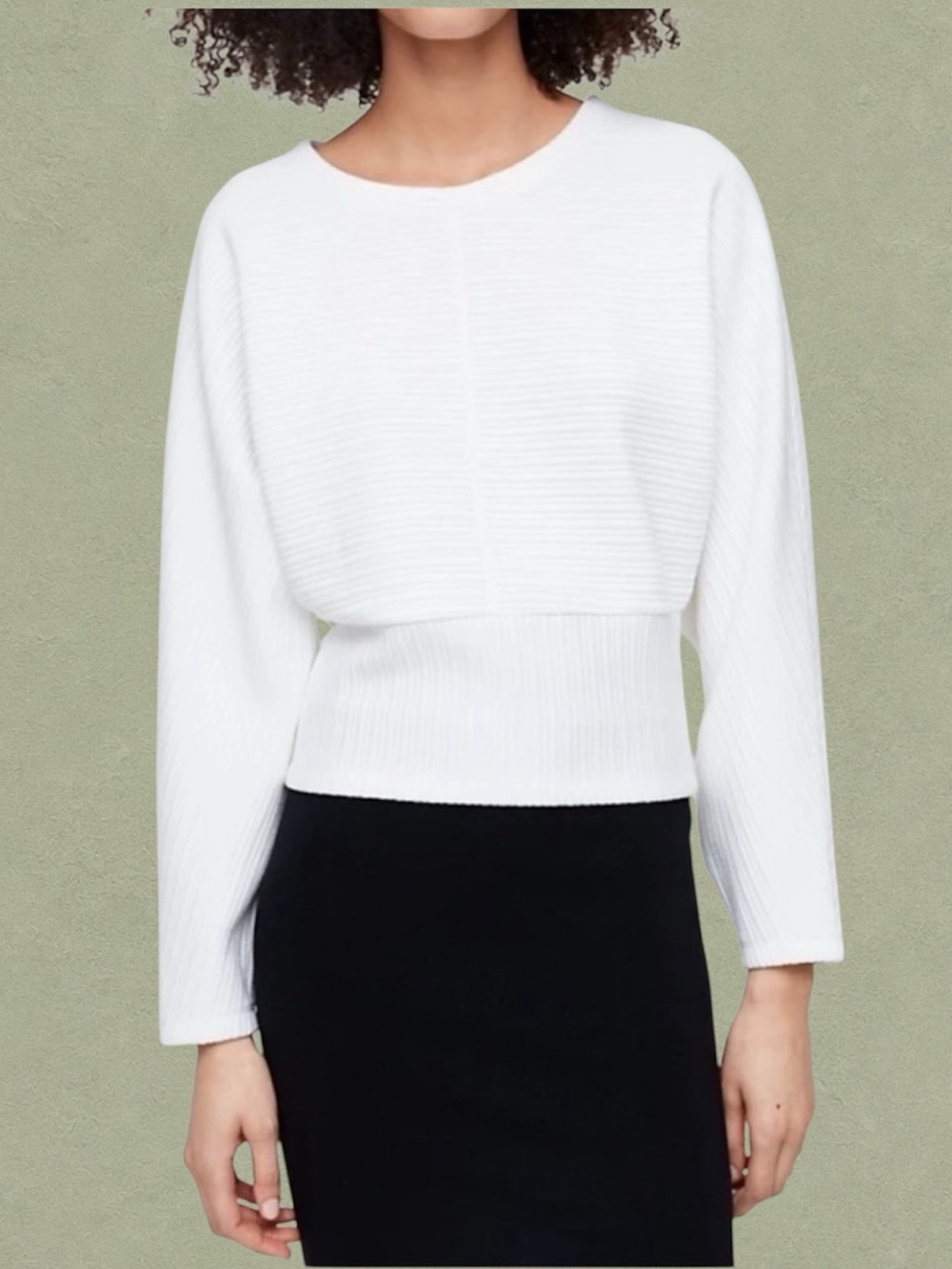 Aritzia Babaton Hal Ribbed Dolman Sweater White Size Small Long Sleeve Comfy